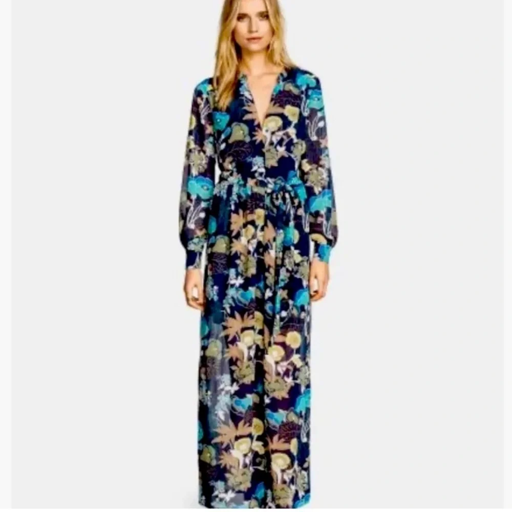 H&M Conscious Floral Full Length Maxi Boho Tropical Dress Size 4 - Picture 1 of 13